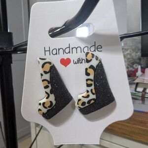 Handmade Leopard Print Shoe Earrings